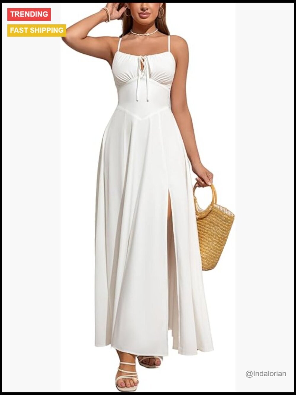 Sleeveless Spaghetti Strap Corset Ruffle Midi Dress